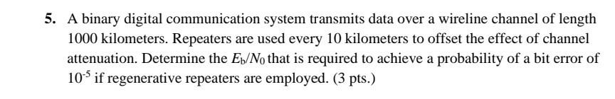 Solved 5. A Binary Digital Communication System Transmits | Chegg.com