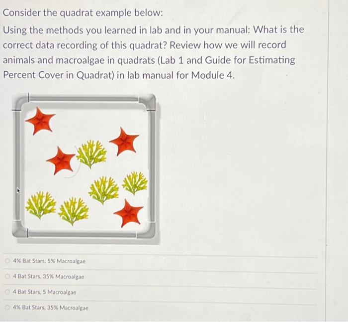 Solved Consider the quadrat example below: Using the methods | Chegg.com