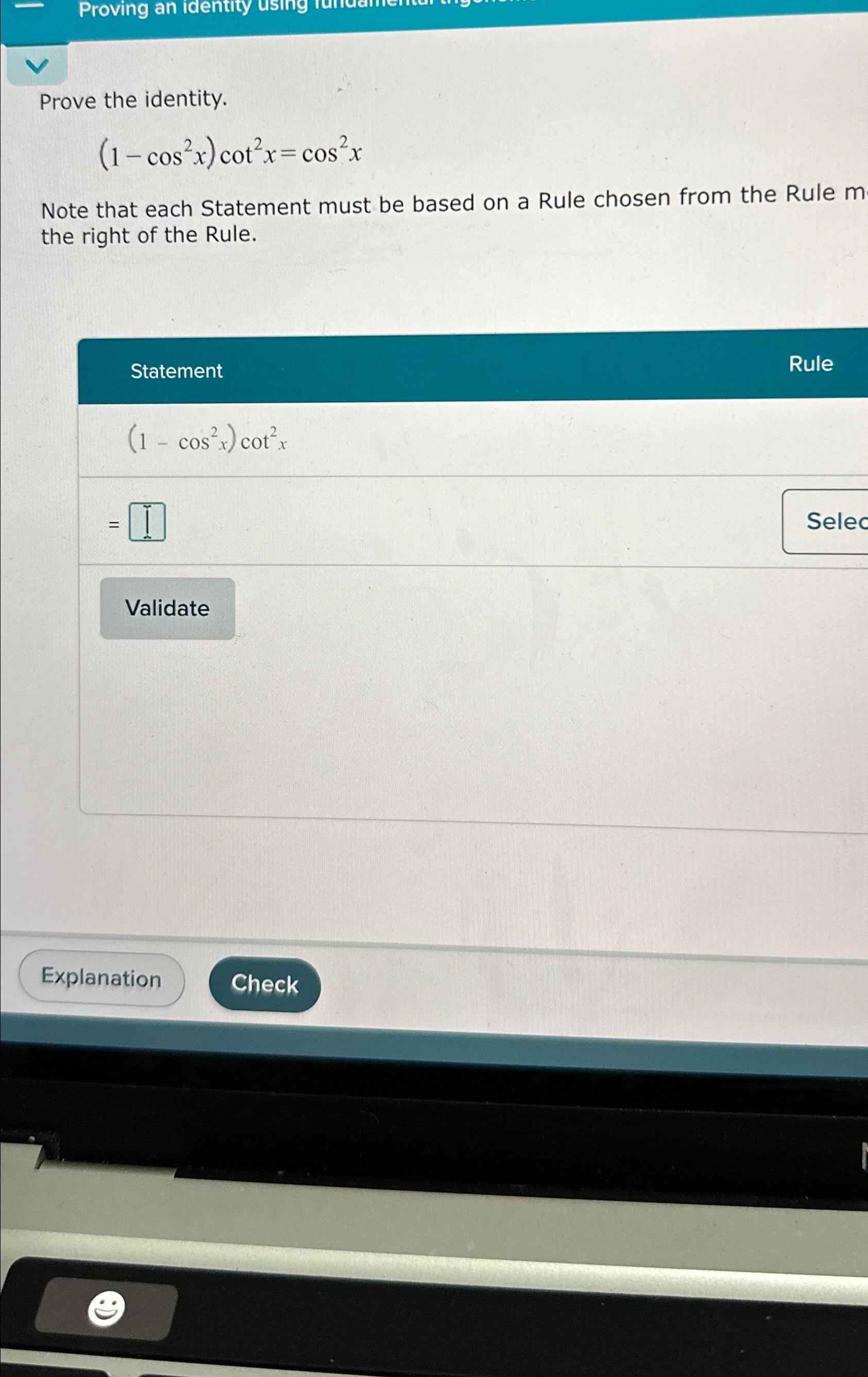 solved-prove-the-identity-1-cos2x-cot2x-cos2xnote-that-each-chegg