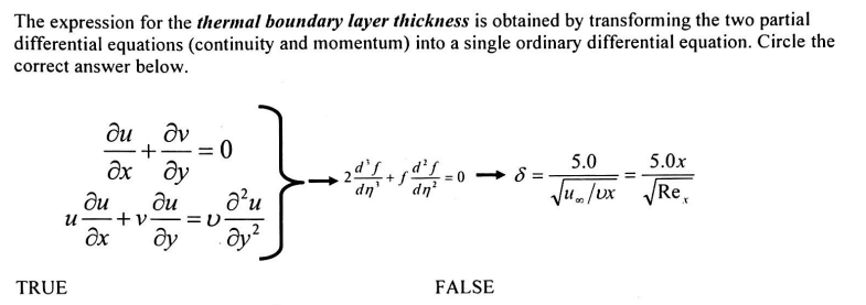 Solved The expression for the thermal boundary layer | Chegg.com