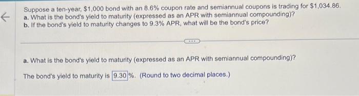 Solved A. What Is The Bond's Yield To Maturity ?B. If The | Chegg.com