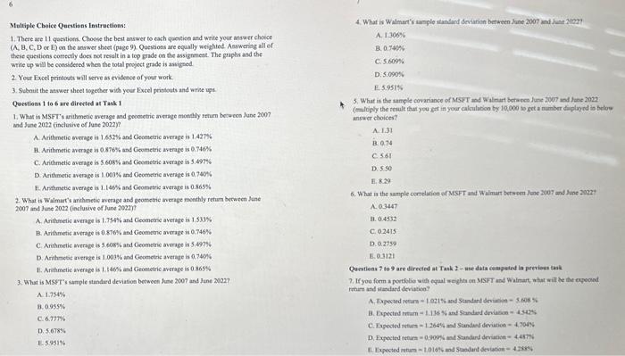 Solved 6 Multiple Choice Questions Instructions: 1. There | Chegg.com