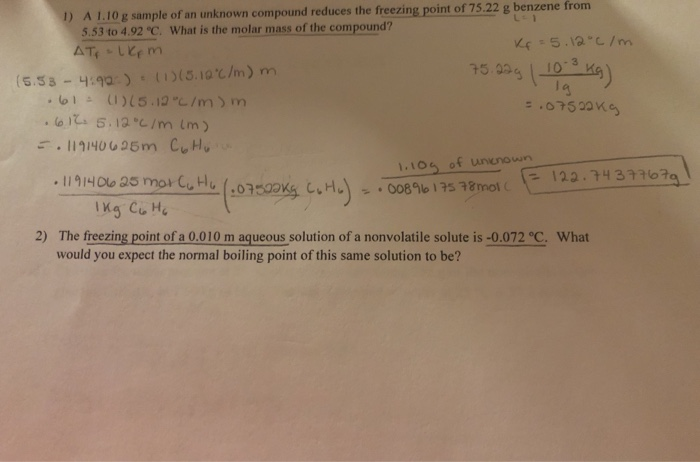 Solved D A 1.10 g sample of an unknown compound reduces the | Chegg.com