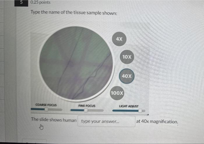 Solved Type the name of the tissue sample shown: Type the | Chegg.com