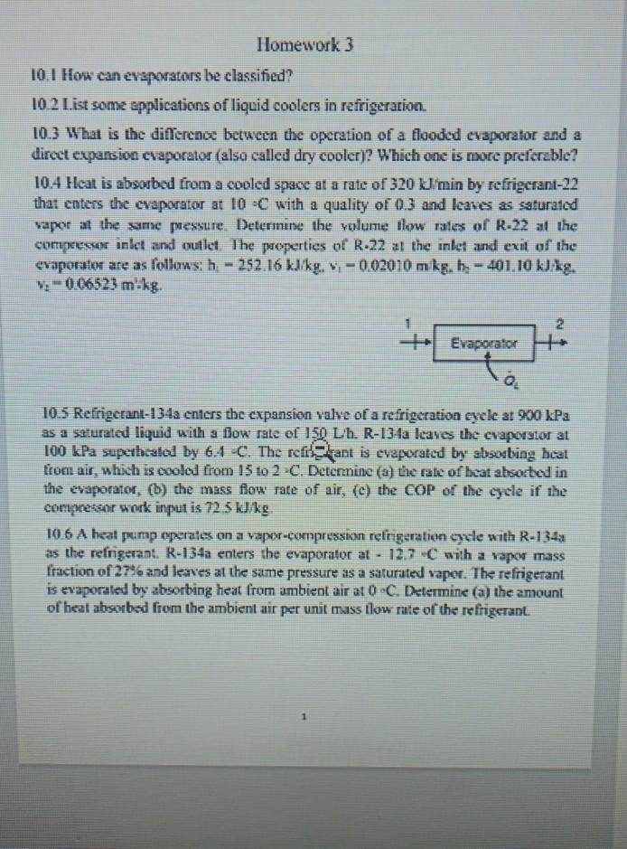 Homework 3 10 I How can evaporators be classified?