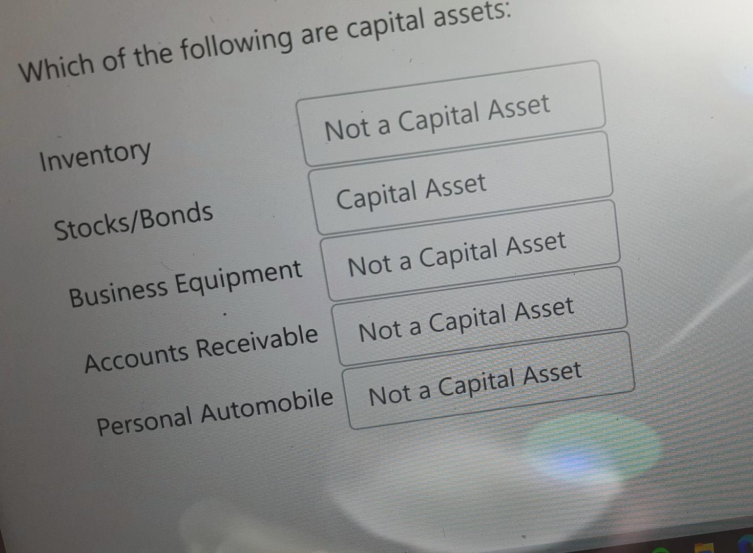 Solved Which Of The Following Are Capital Assets: Not A | Chegg.com