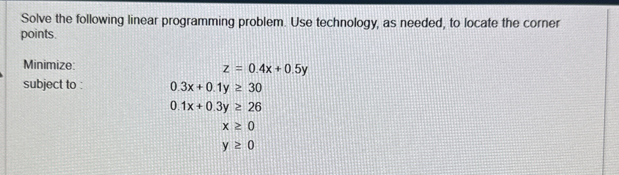 Solve the following linear programming problem. Use | Chegg.com