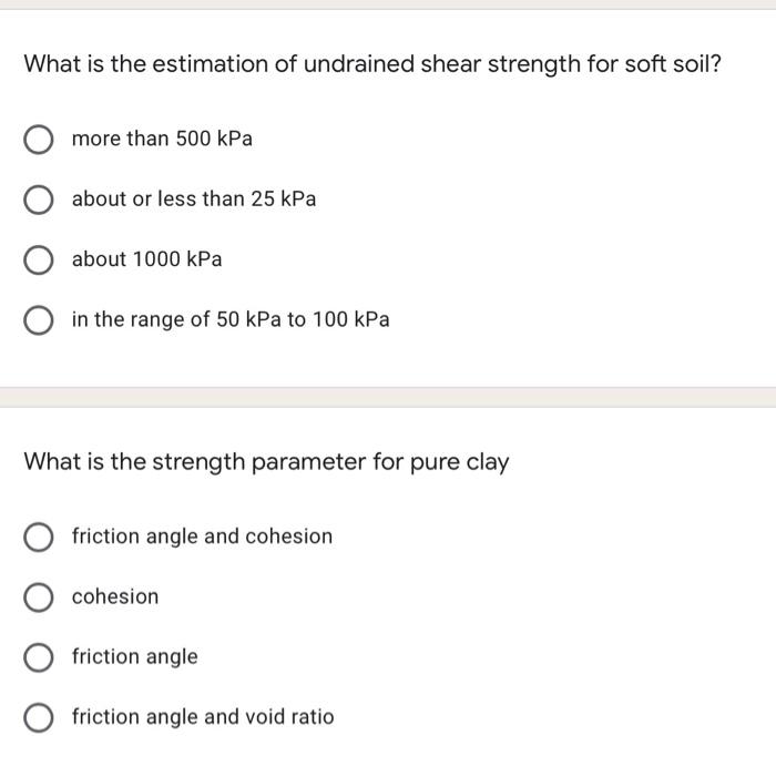 Solved What is the estimation of undrained shear strength | Chegg.com