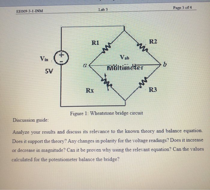 . Wheatstone bridge circuit with potentiometer