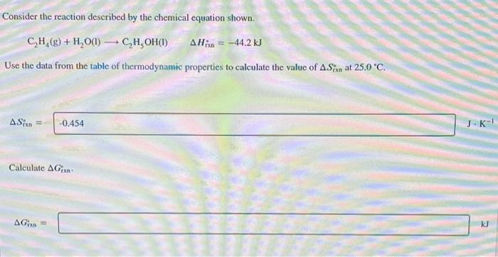 Solved Consider the reaction described by the chemical Chegg