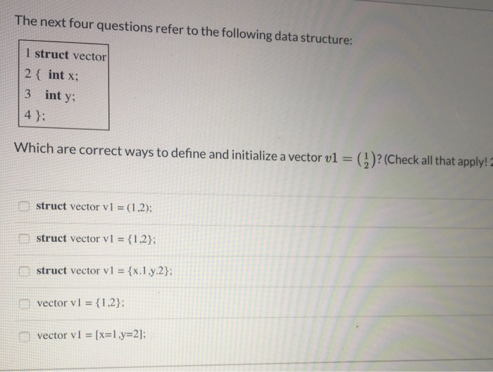 Solved The next four questions refer to the following data | Chegg.com