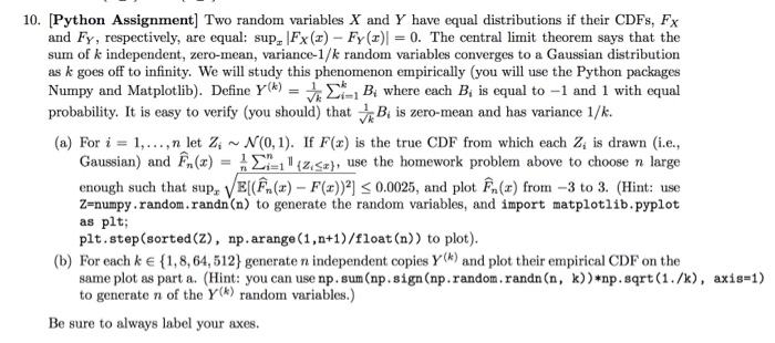 10. [Python Assignment] Two random variables X and Y | Chegg.com