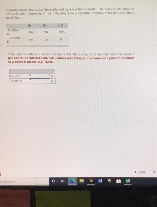 Solved Suppose Stock Returns Can Be Explained By A | Chegg.com