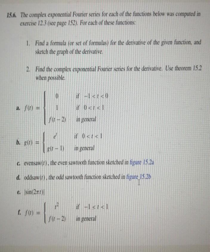 15.6. The complex exponential Fourier series for each | Chegg.com