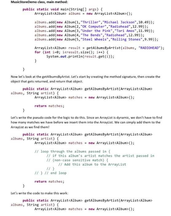 Solved Problem 2 Using the Album and Music StoreDemo from | Chegg.com
