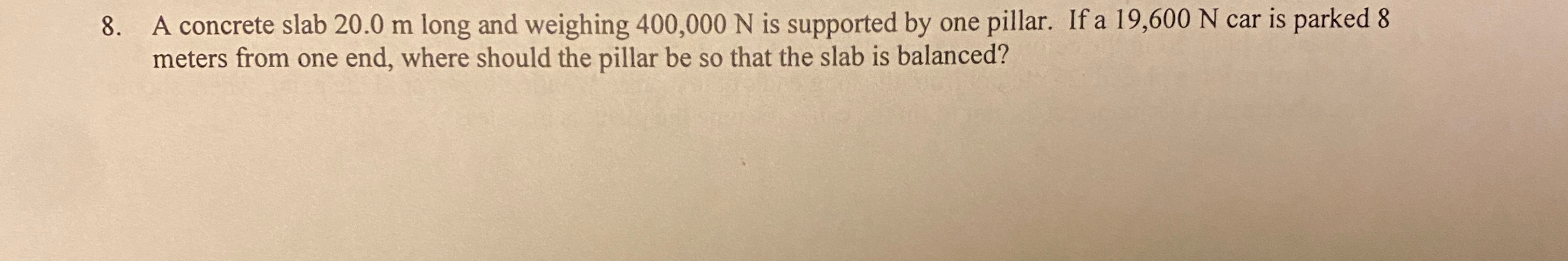 Solved A concrete slab 20.0m ﻿long and weighing 400,000N ﻿is | Chegg.com
