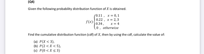 Solved (24) Given the following probability distribution | Chegg.com