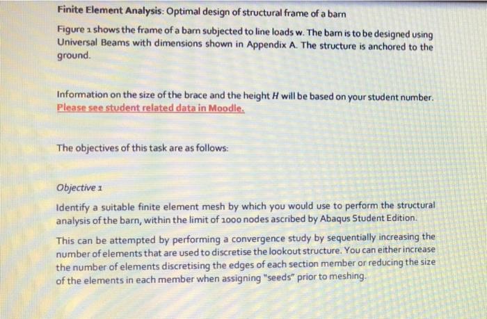 Finite Element Analysis: Optimal design of structural | Chegg.com