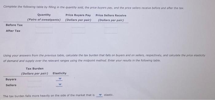 Solved 7. Effect of a tax on buyers and sellers. The | Chegg.com