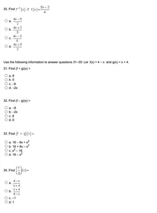 30 Find X If F X 5x 2 4 4x 5 A 2 4x 2 5 4x 2 Chegg Com