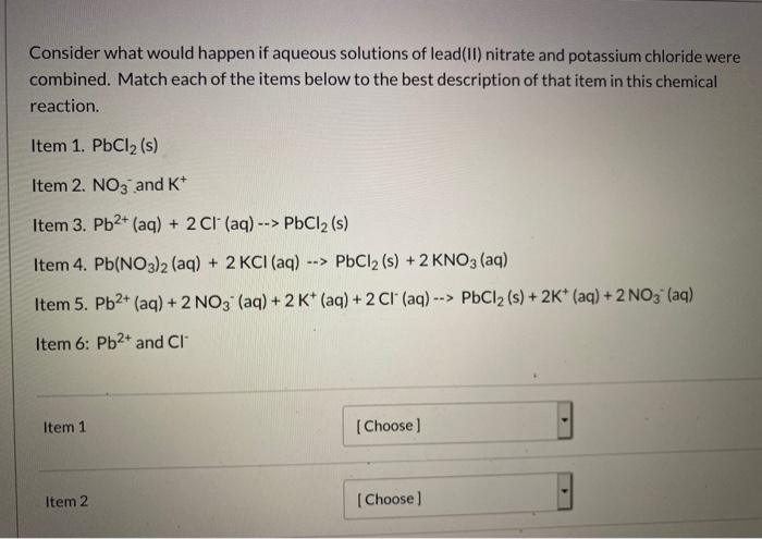 Consider What Would Happen If Aqueous Solutions Of Chegg 