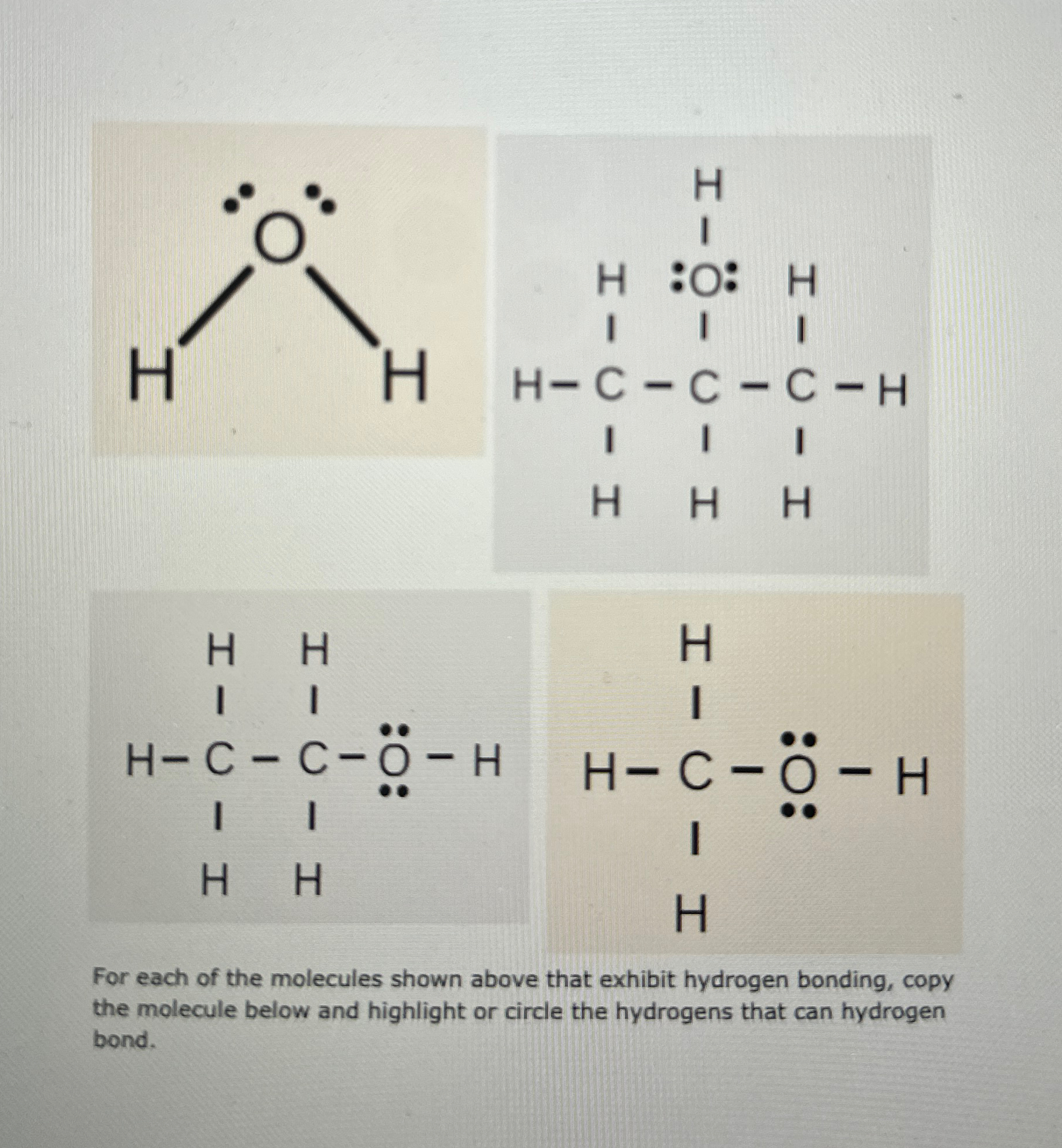 Solved For each of the molecules shown above that exhibit | Chegg.com