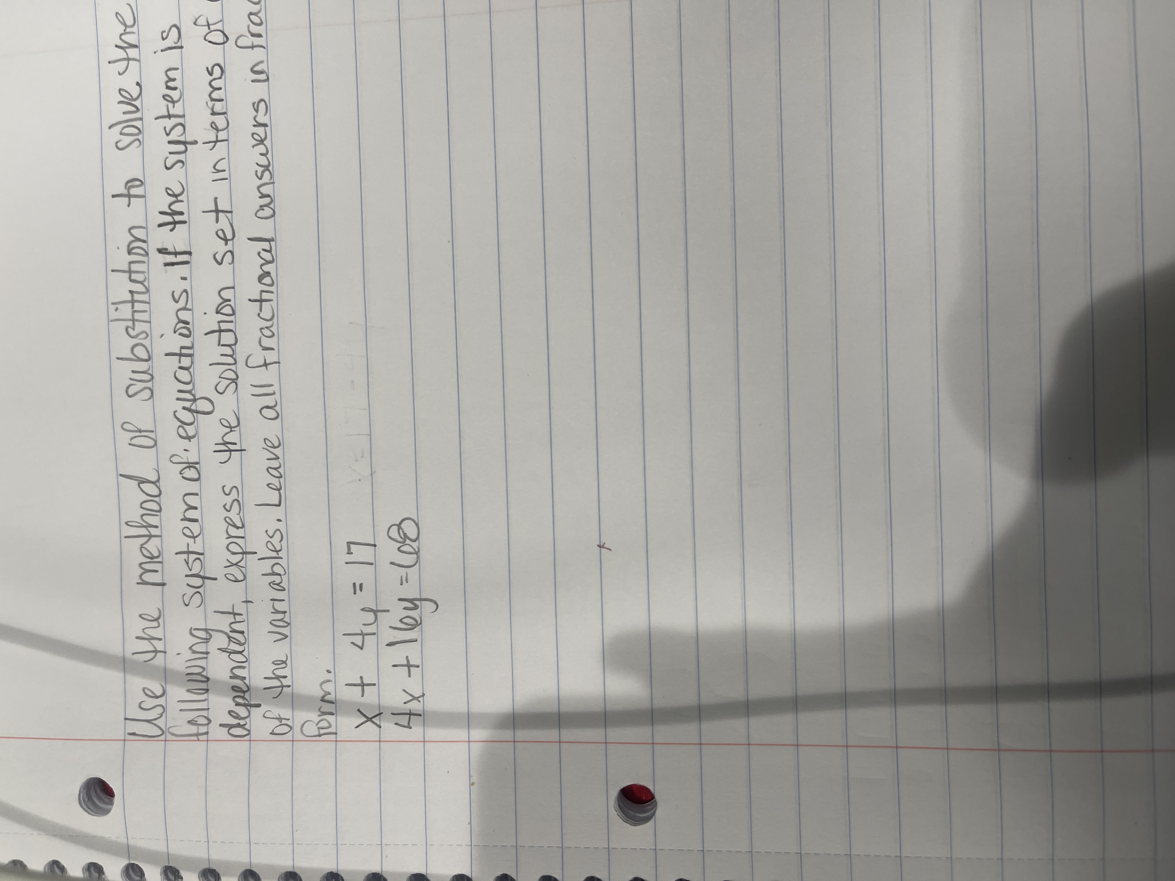 Solved Use the method of substitution to solve thefollowing | Chegg.com