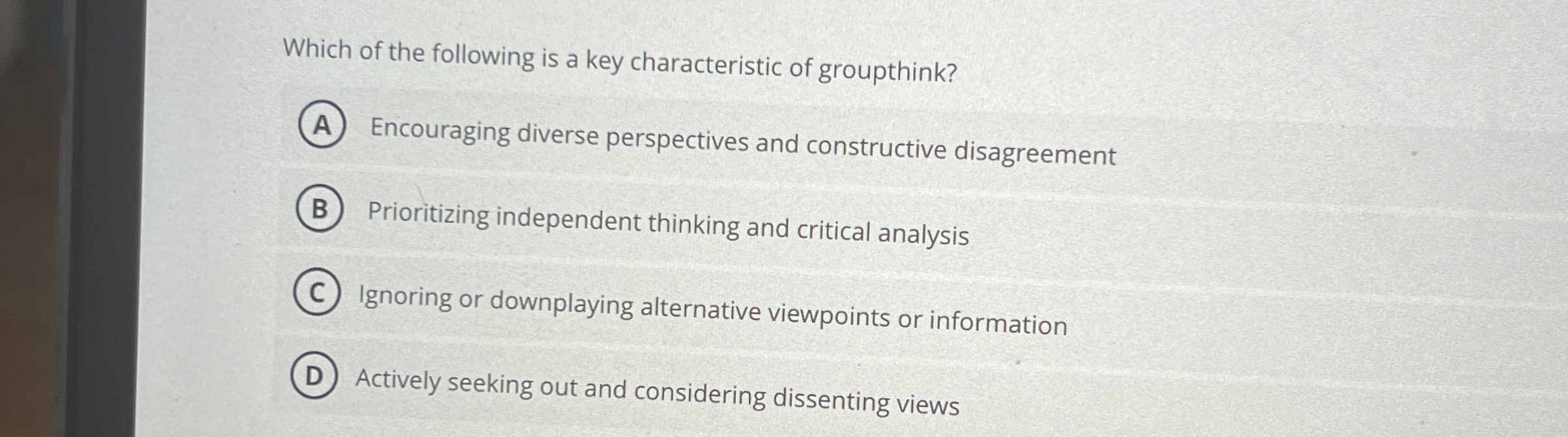 Solved Which of the following is a key characteristic of | Chegg.com