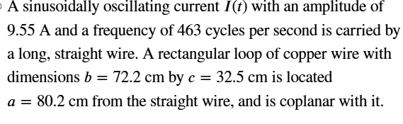 Solved A sinusoidally ﻿oscillating current I(t) ﻿with an | Chegg.com