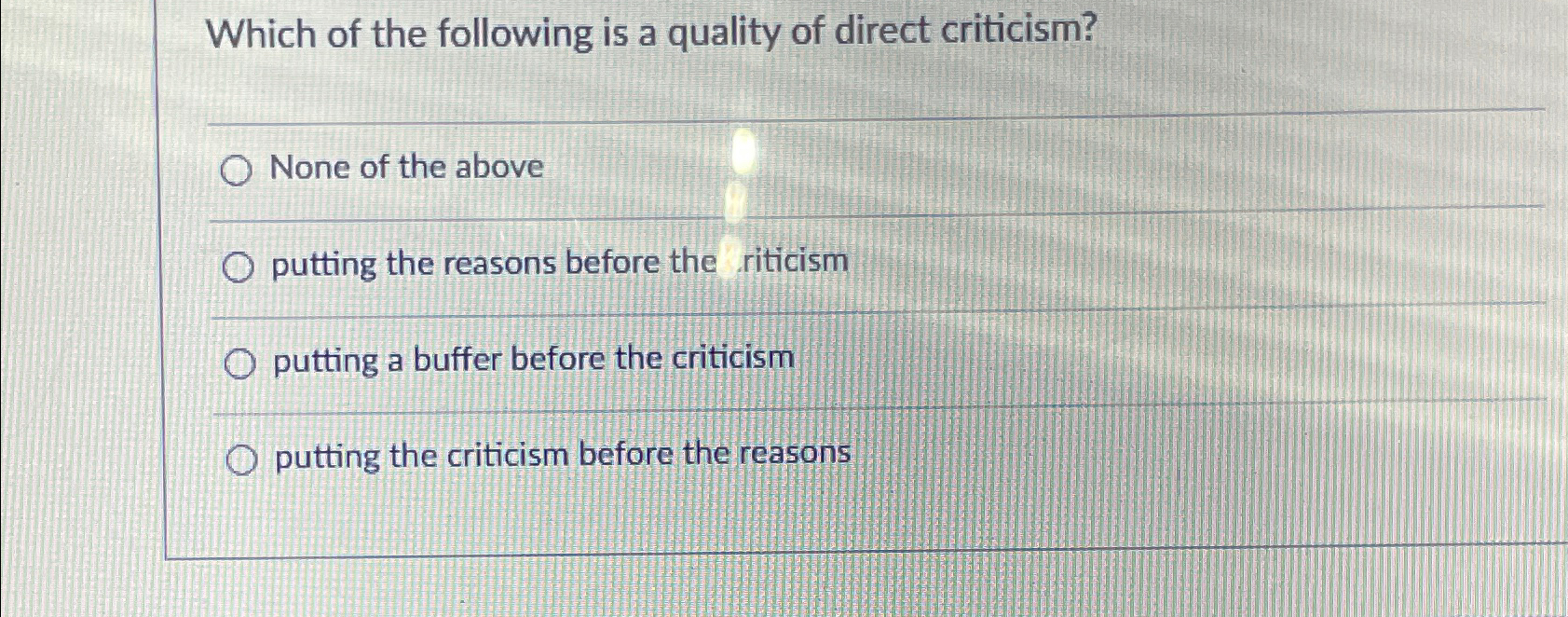 Solved Which of the following is a quality of direct | Chegg.com