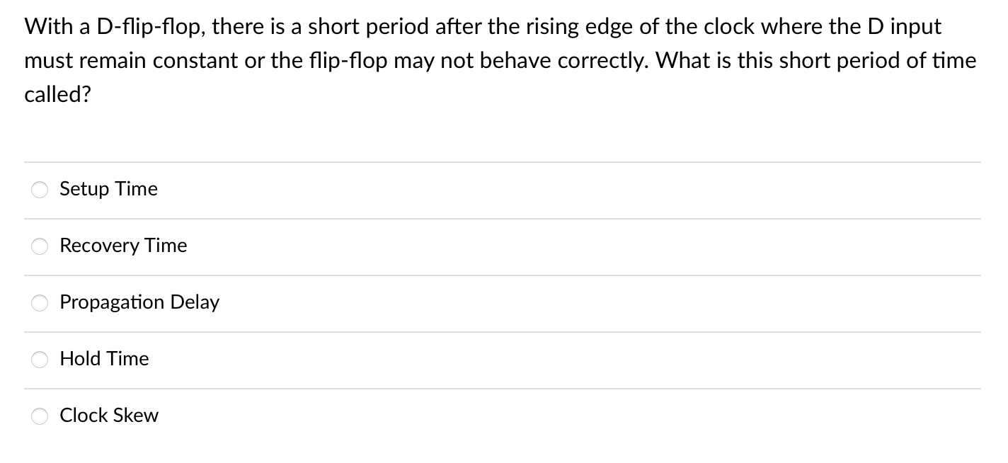 Solved With a Dflipflop, there is a short period after the