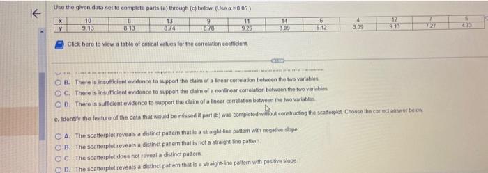 Solved Use the given data set to complete parts (a) through | Chegg.com