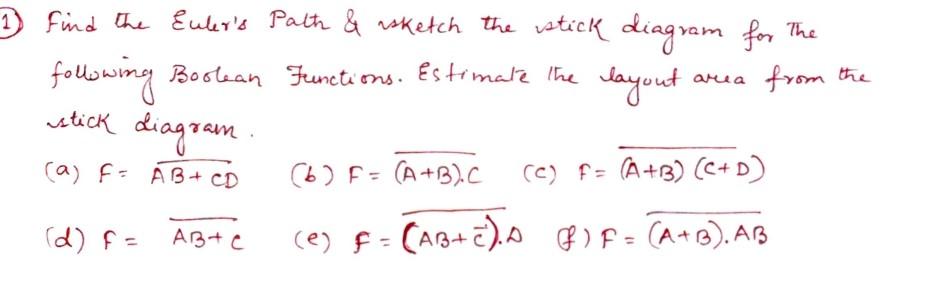 Solved Find The Euler's Palt \& Wketch The Stick Diagram For | Chegg.com