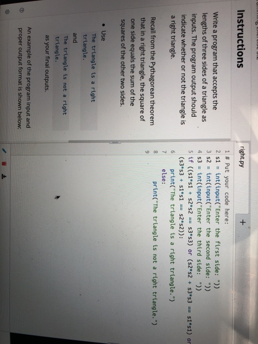 Solved Instructions right.py Write a program that accepts | Chegg.com