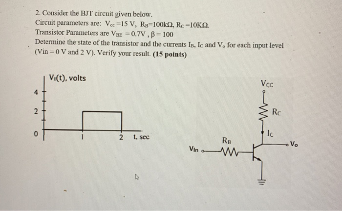 Solved 2. Consider the BJT circuit given below. Circuit | Chegg.com
