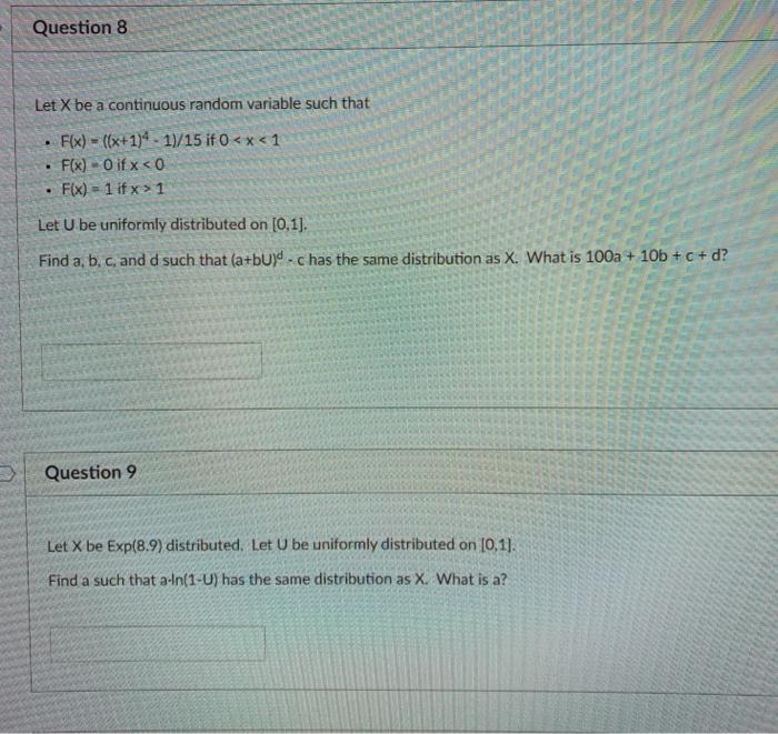 Solved Question 8 Let X be a continuous random variable such | Chegg.com