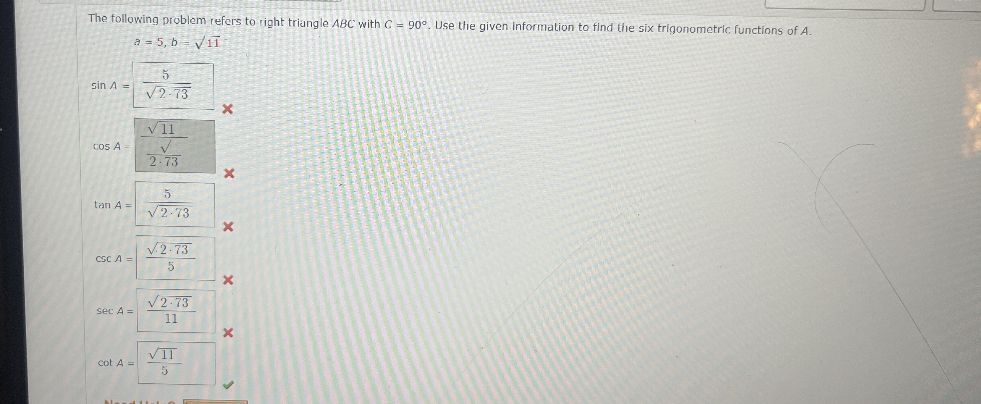 Solved The following problem refers to right triangle ABC | Chegg.com