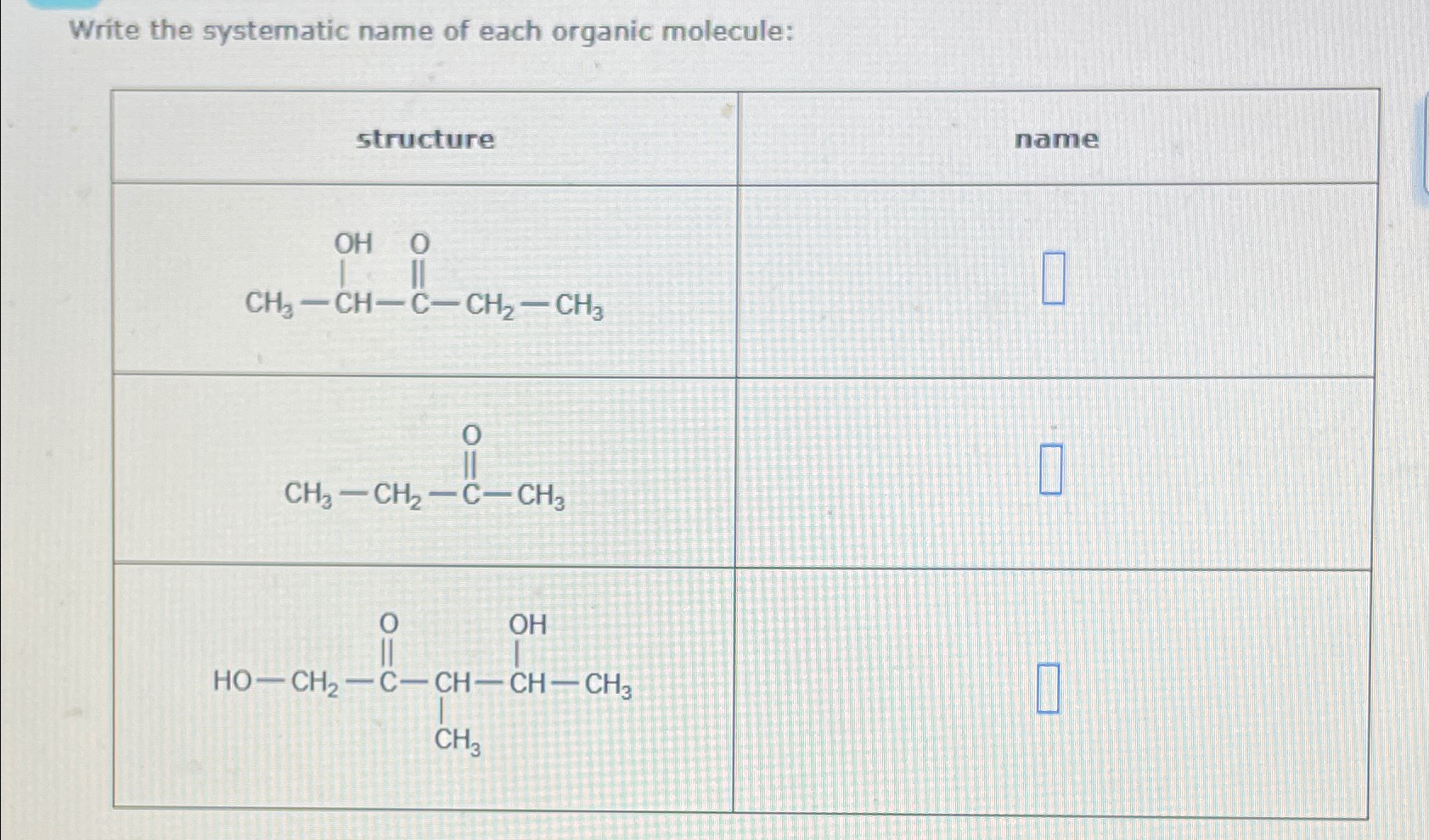 Solved Write the systematic name of each organic molecule: | Chegg.com