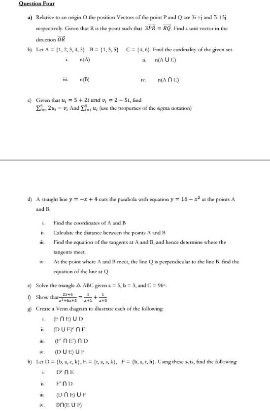 Solved Question Four A Relative To An Origin O The Posit Chegg Com