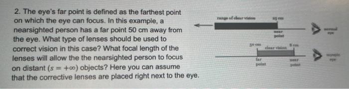 Solved range of dear vi 2. The eye's far point is defined as | Chegg.com