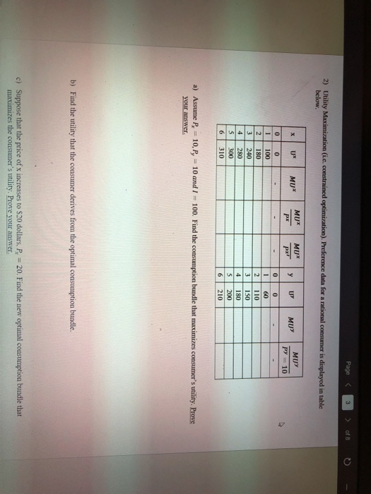 Solved Page 3 Of 8 2 Utility Maximization I C Constrain Chegg Com