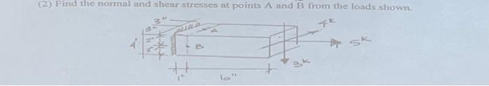 Solved (2) Find the normal and shear stresses at points A | Chegg.com