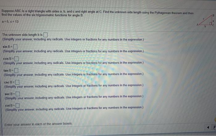 Solved Suppose ABC Is A Right Triangle With Sides A, B, And | Chegg.com