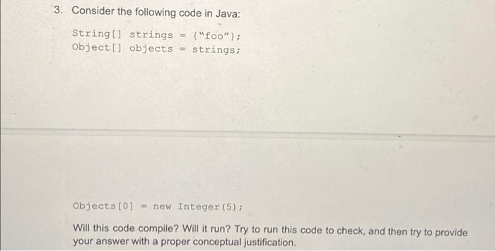 Solved 3. Consider the following code in Java: String[] | Chegg.com
