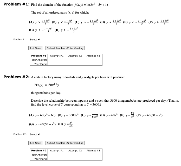 Solved Problem # 1: Find the domain of the function | Chegg.com