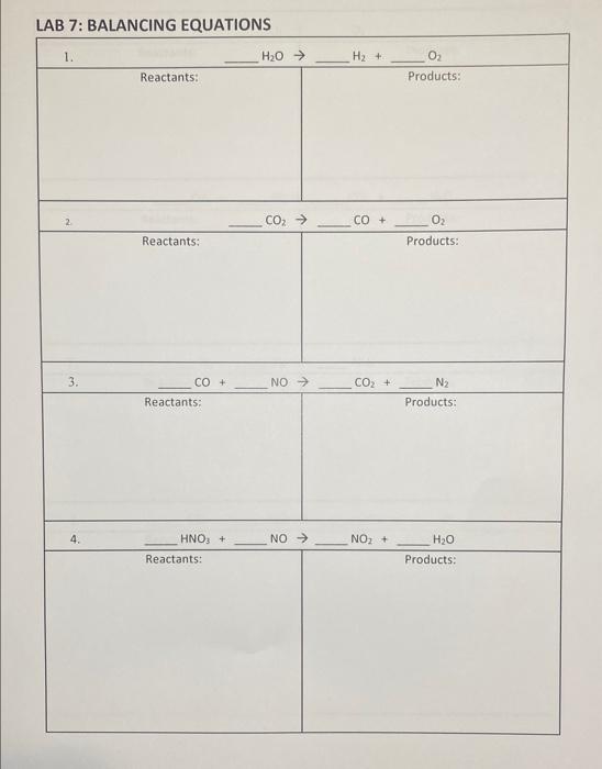 Solved LAB 7: BALANCING EQUATIONS | Chegg.com