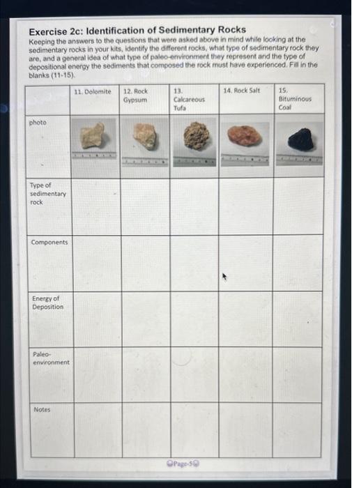 Solved Exercise 2c: Identification Of Sedimentary Rocks | Chegg.com