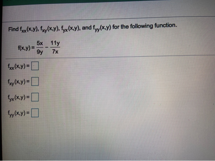 Solved Find Fxxxy Fxyxy Fyxxy And Fyyxy For 2359