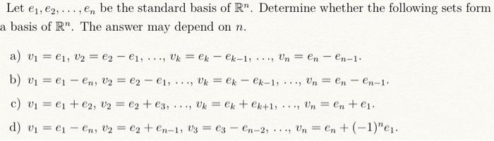 Solved 9 Let C1, C2,..., en be the standard basis of R