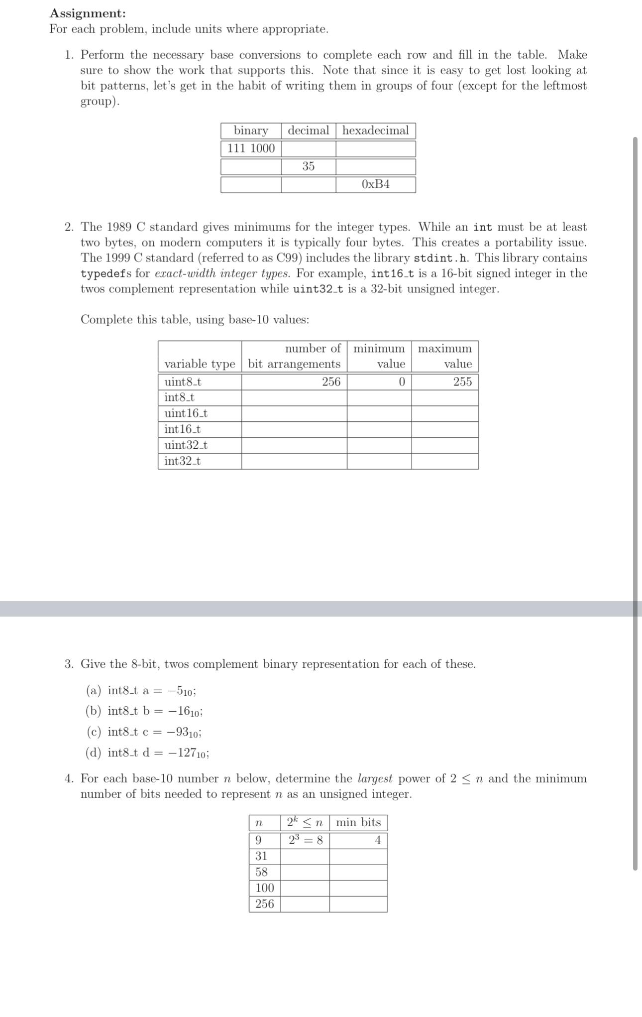 Solved Assignment:For each problem, include units where | Chegg.com